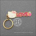 Leather Key Ring, Gold Plated Metal Keychain (GZHY-KA-070)